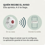 Quién recibe el aviso: ella aprieta el botón en su muñeca y el aviso llega al celular del familiar